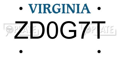 ZD0G7T Virginia License Plate