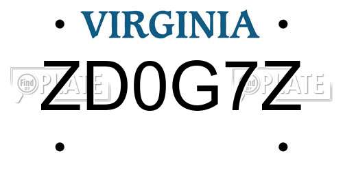 ZD0G7Z Virginia License Plate