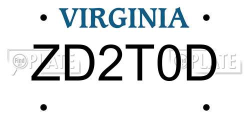 ZD2T0D Virginia License Plate
