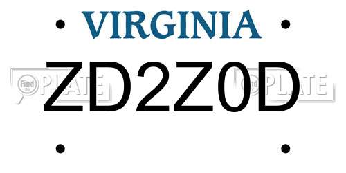 ZD2Z0D Virginia License Plate