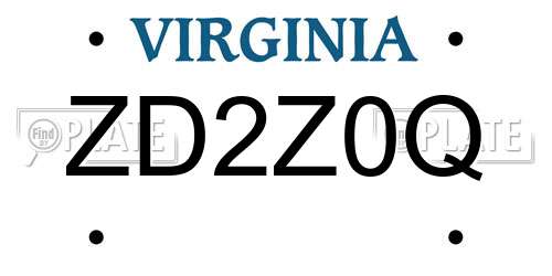 ZD2Z0Q Virginia License Plate