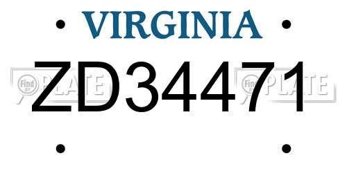 ZD34471 Virginia License Plate