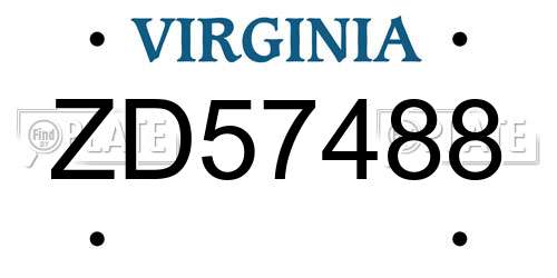 ZD57488 Virginia License Plate