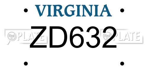 ZD632 Virginia License Plate