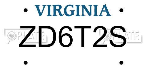 ZD6T2S Virginia License Plate