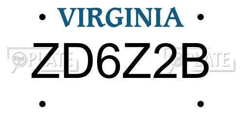 ZD6Z2B Virginia License Plate