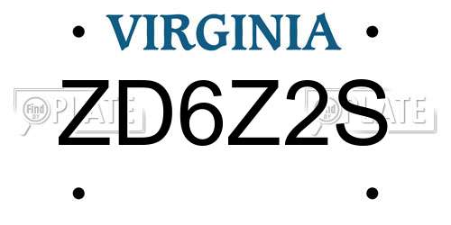 ZD6Z2S Virginia License Plate