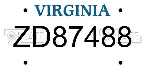 ZD87488 Virginia License Plate