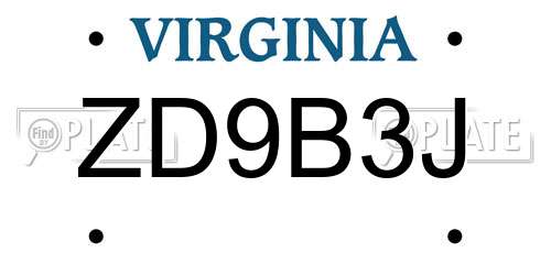 ZD9B3J Virginia License Plate