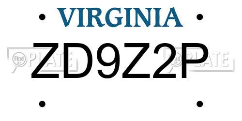 ZD9Z2P Virginia License Plate