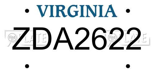 ZDA2622 Virginia License Plate