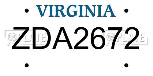 ZDA2672 Virginia License Plate