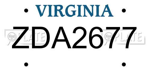 ZDA2677 Virginia License Plate