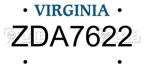 ZDA7622 Virginia License Plate
