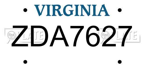ZDA7627 Virginia License Plate