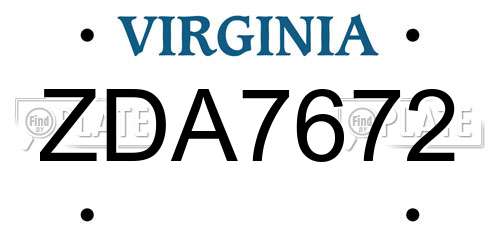 ZDA7672 Virginia License Plate