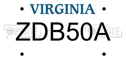 ZDB50A Virginia License Plate