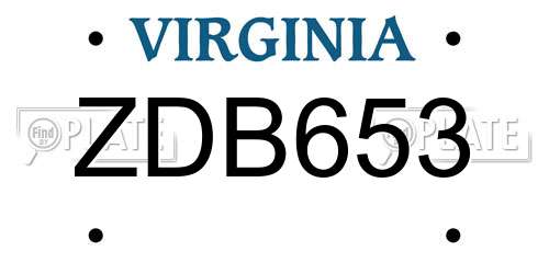 ZDB653 Virginia License Plate