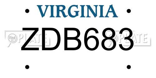 ZDB683 Virginia License Plate