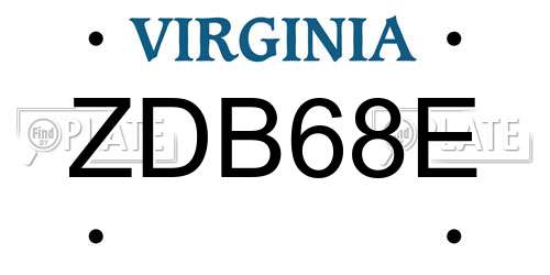 ZDB68E Virginia License Plate