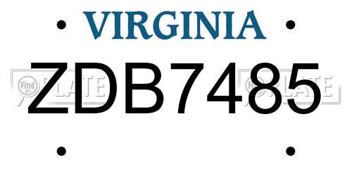 ZDB7485 Virginia License Plate