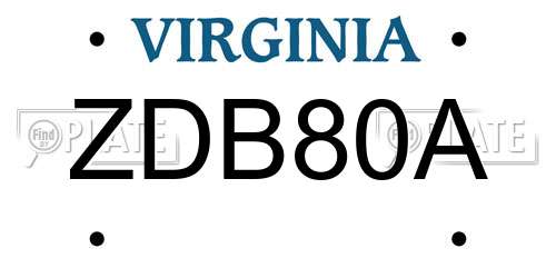ZDB80A Virginia License Plate
