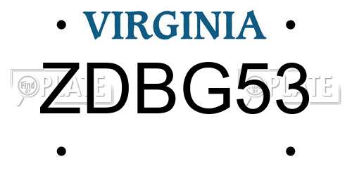ZDBG53 Virginia License Plate