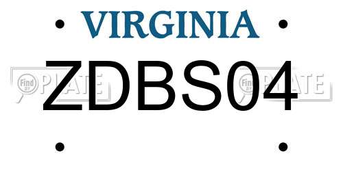 ZDBS04 Virginia License Plate