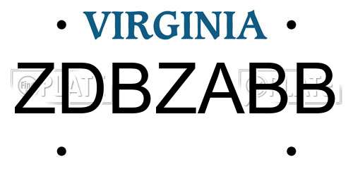 ZDBZABB Virginia License Plate