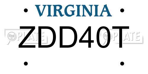 ZDD40T Virginia License Plate