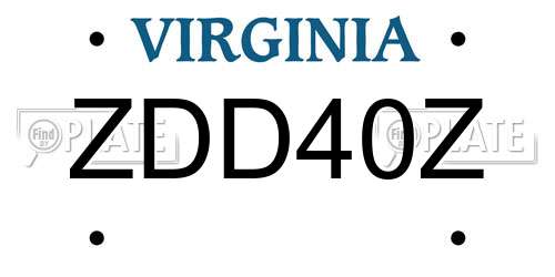 ZDD40Z Virginia License Plate