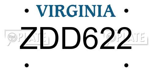 ZDD622 Virginia License Plate