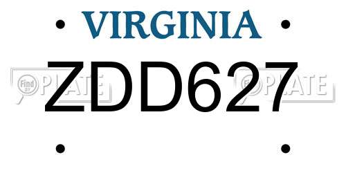 ZDD627 Virginia License Plate