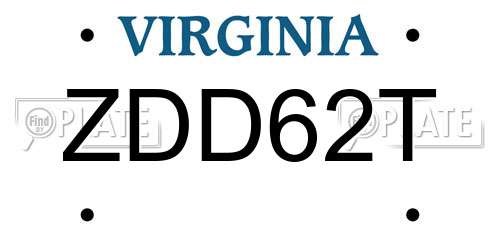 ZDD62T Virginia License Plate