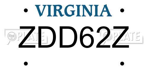 ZDD62Z Virginia License Plate