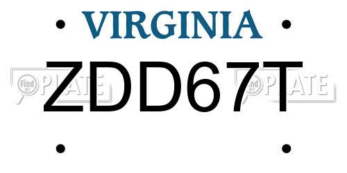 ZDD67T Virginia License Plate