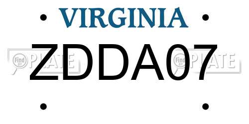ZDDA07 Virginia License Plate