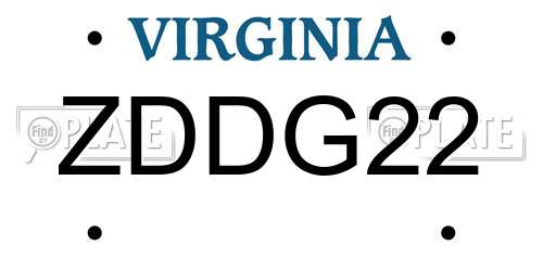 ZDDG22 Virginia License Plate