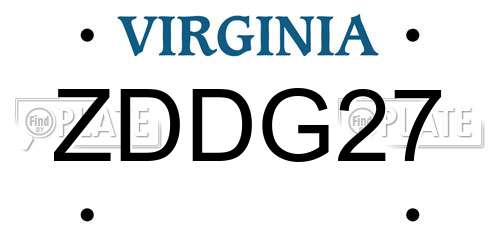 ZDDG27 Virginia License Plate