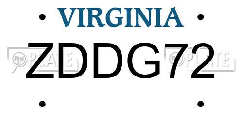 ZDDG72 Virginia License Plate