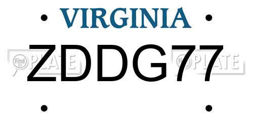 ZDDG77 Virginia License Plate
