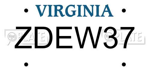 ZDEW37 Virginia License Plate