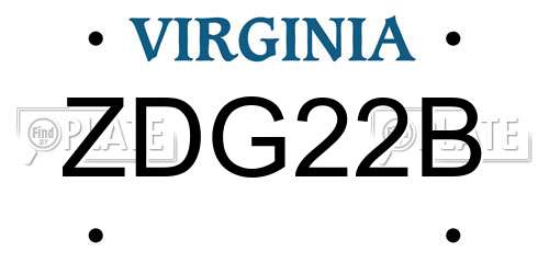 ZDG22B Virginia License Plate