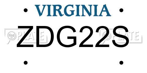 ZDG22S Virginia License Plate