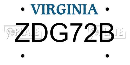 ZDG72B Virginia License Plate