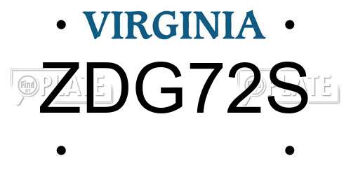 ZDG72S Virginia License Plate