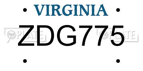 ZDG775 Virginia License Plate