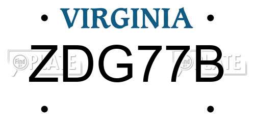 ZDG77B Virginia License Plate