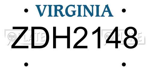 ZDH2148 Virginia License Plate