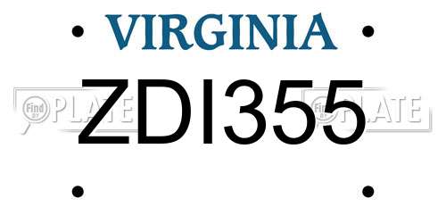 ZDI355 Virginia License Plate